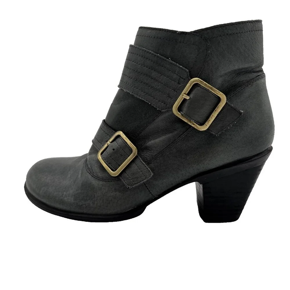 MIZ MOOZ Size 8 Gray Women Evan Leather Zippered Ankle Boots Booties - Picture 5 of 15